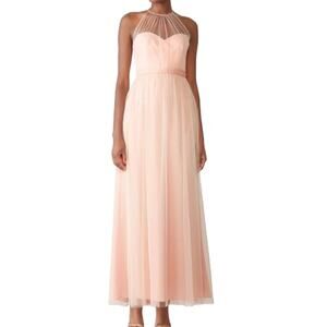 Amsale Blush Pink Aliki Gown Airy Bridesmaid Dress Chiffon Prom Dress Plus Sz 16